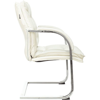 Кресло на полозьях "Бюрократ T-9927SL-LOW-V", натуральная кожа, слоновая кость, металл хром - 3