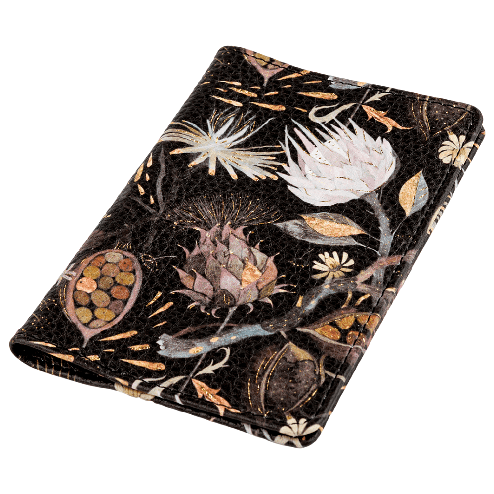 Обложка для паспорта "Flora. Ночные цветы", кожзам., черный - 4