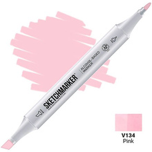 Маркер перманентный двусторонний "Sketchmarker", V134 розовый