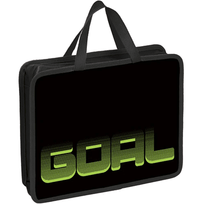 Папка для тетрадей "First Goal", А4, с ручками, молния, черный
