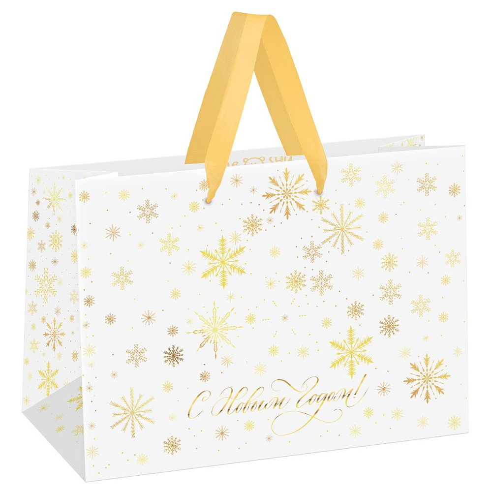 Пакет подарочный "Gold snowflake", ламинированный