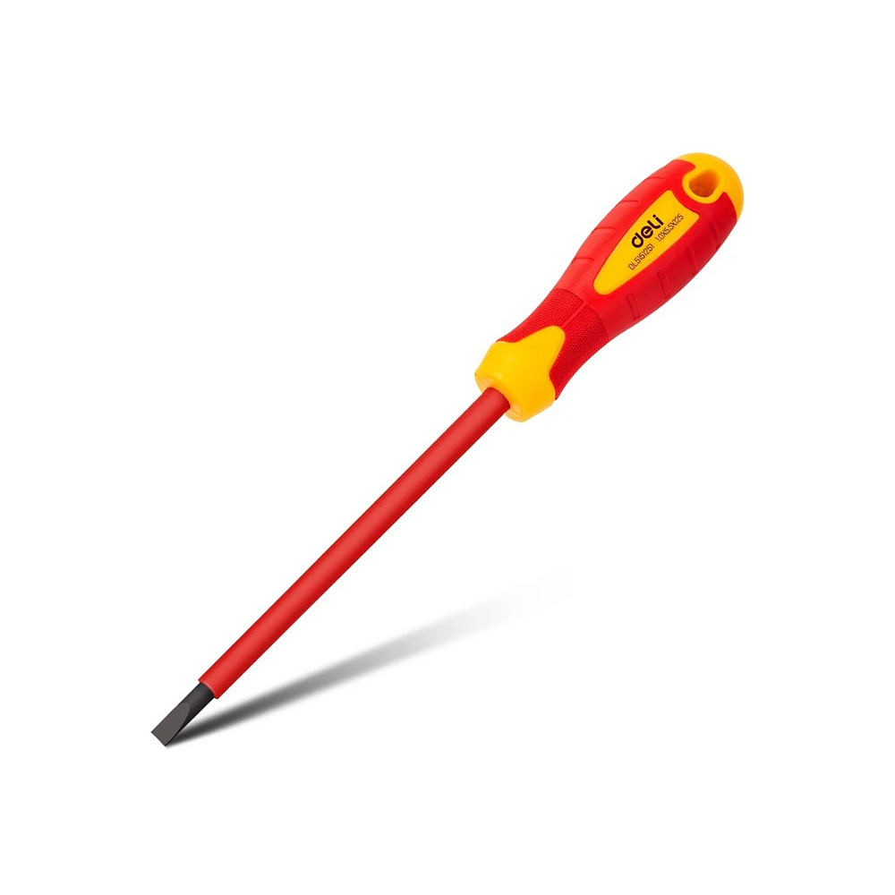 Отвертка диэлектрическая Deli YS EDL5151251, SL5,5х125 мм, желтый, красный