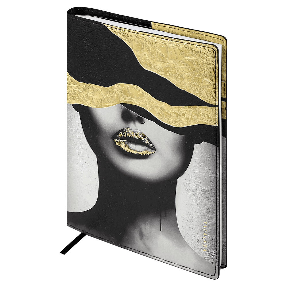 Книга записная "Красотка в золоте", А5+, 120 листов, клетка, чёрный - 2