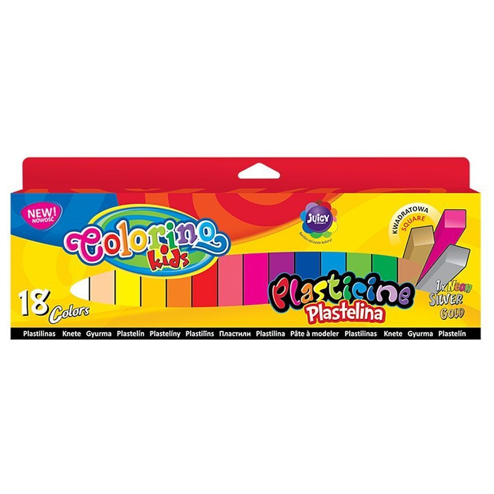 Пластилин для детской лепки Colorino, 18 цветов, квадратный