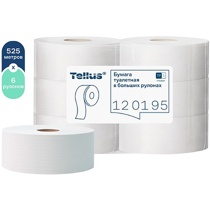 Бумага туалетная Tellus Стандарт, Т1, в больших рулонах, 525 м, 1 слой - 5