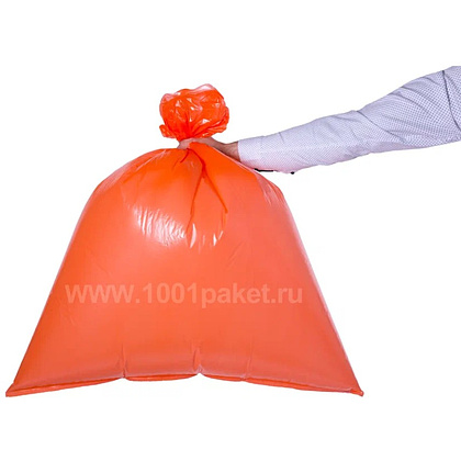 Мешки для мусора Ромашка Стандарт, 60 л, ПВД, 25 мкм, 60х68 см, 10 шт/рулон, оранжевый, с завязками - 2