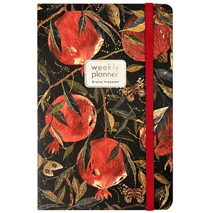 Еженедельник недатированный "Flora. Гранат", А5, 144 страниц, линованный, черный, красный - 2