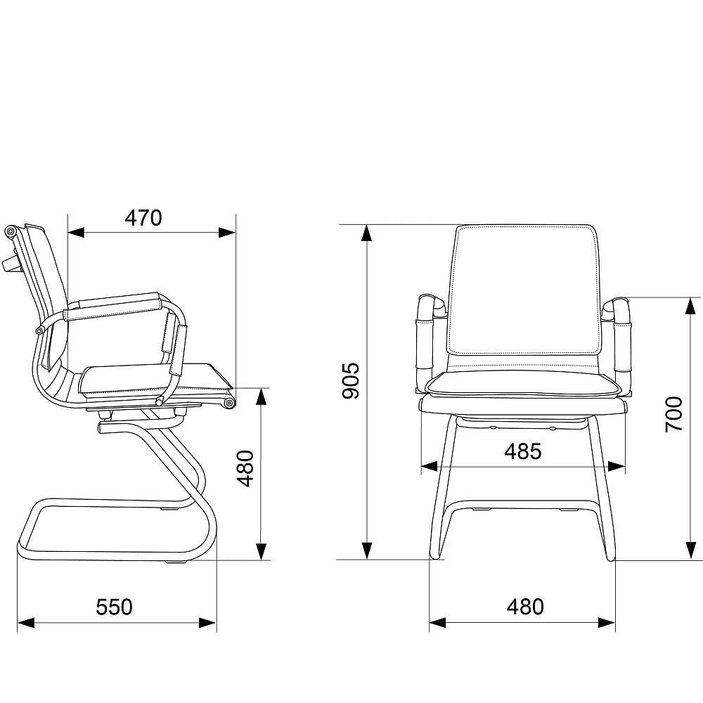 Кресло на полозьях "Бюрократ Ch-993-Low-V", экокожа, светло-коричневый, металл хром - 4
