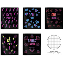 Тетрадь "Girl Power", А5, 48 листов, клетка, ассорти