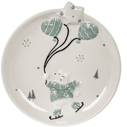Тарелка керамическая "Белый медведь", 22 см, белый, голубой - 2