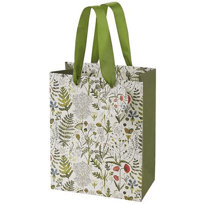 Пакет бумажный подарочный "Flora. Луговые травы", 18x23x10 см, зеленый