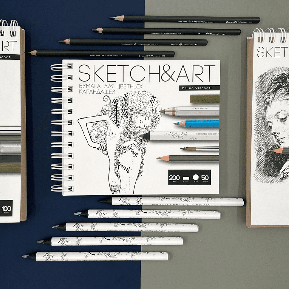 Скетчбук "Sketch&Art", 18х15.5 см, 200 г/м2, 50 листов, на спирали, для цветных карандашей - 4