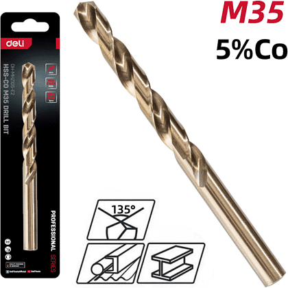 Сверло по металлу Deli RS EDH-MHZ100-E2, 10.0 мм, DIN 338, HSCo 5% - 2 Сверло по металлу Deli RS EDH-MHZ100-E2, 10.0 мм, DIN 338, HSCo 5% - 2