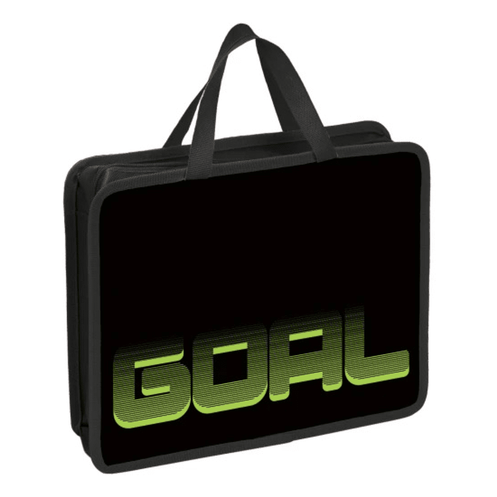 Папка для тетрадей "First Goal", А4, с ручками, молния, черный