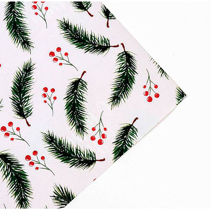 Бумага декоративная в рулоне "Новогодние ветви", 1x0.7 м, разноцветный - 4