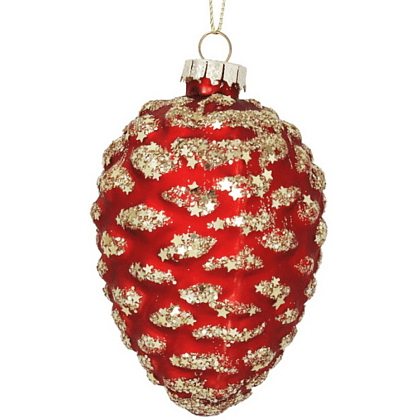 Украшение елочное "Шишка", 10 см, стекло, красный