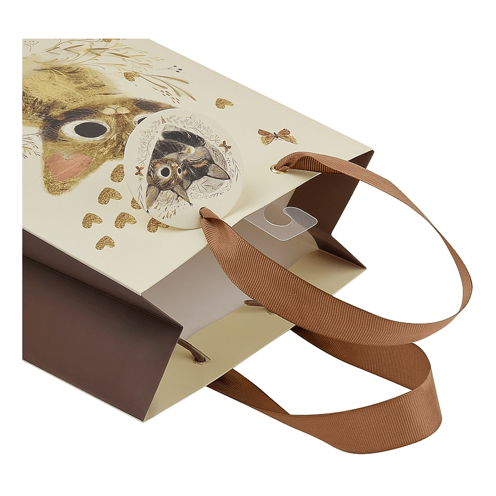 Пакет бумажный подарочный "Love me", 18x23x10 см, бежевый - 3