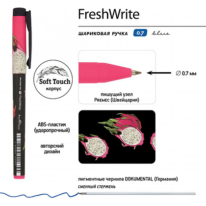 Ручка шариковая "FreshWrite. Питахайя", 0.7 мм, черный, розовый, стерж. синий - 3