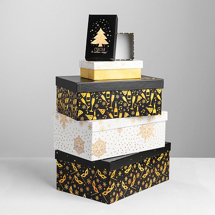 Коробка подарочная "Золотой", 32.5x20x12.5 см, разноцветный - 3