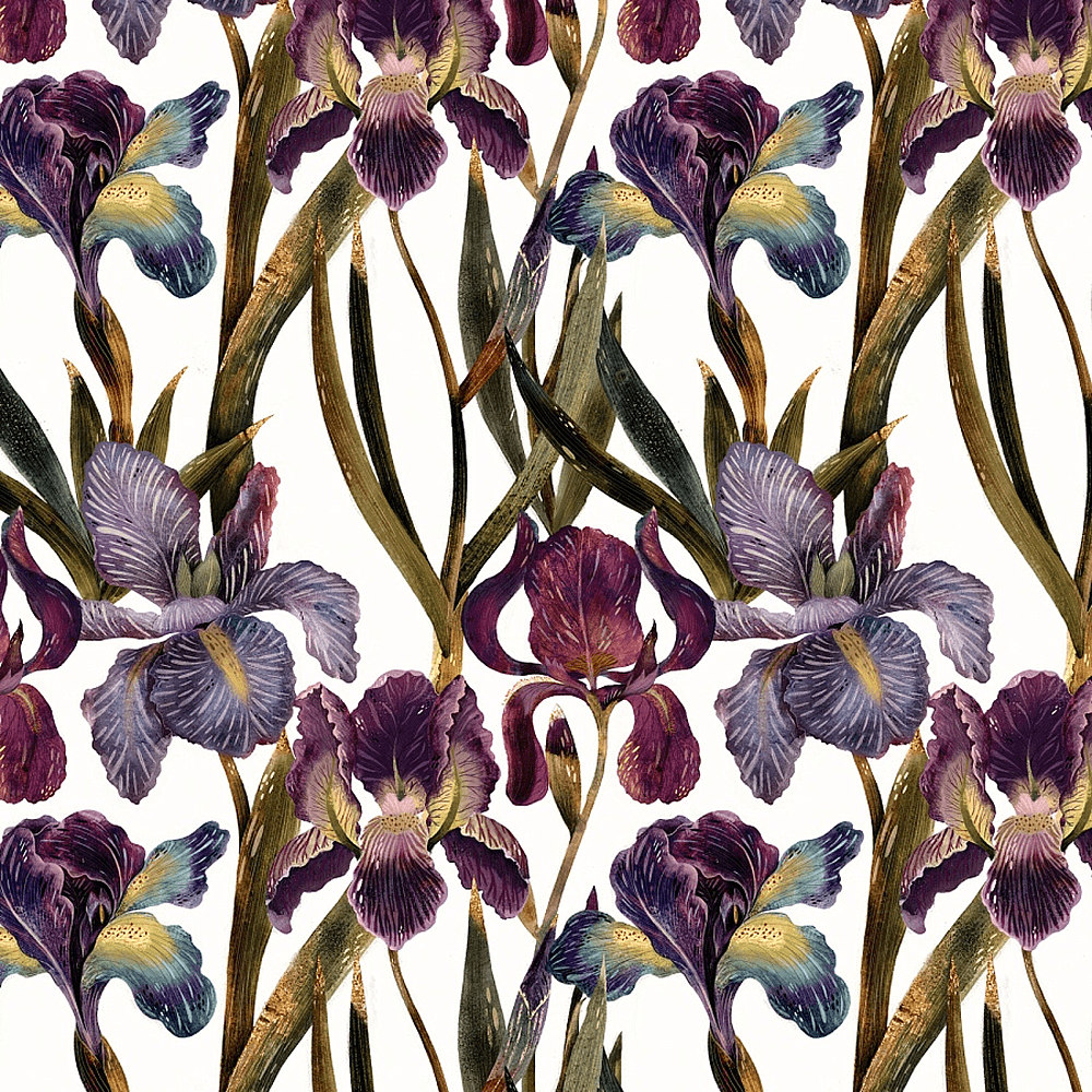 Бумага декоративная в рулоне "Flora. Ирисы", 1 x 0,7 м