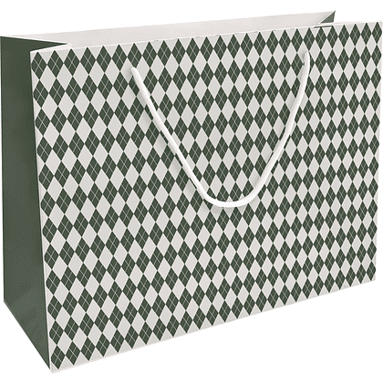 Пакет бумажный подарочный "Cage", 36х26х12 см, зеленый