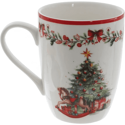 Кружка фарфоровая "Елка", 350 мл. , разноцветный - 2