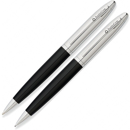 Набор "Franklin Covey Lexington": ручка шариковая автоматическая и карандаш автоматический, черный, серебристый 
