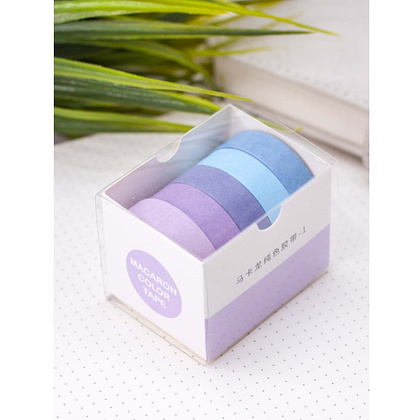 Клейкая лента "Multicolor tone purple-blue", 10х2 мм/м, ассорти - 4