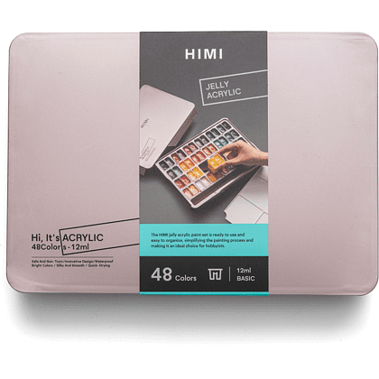 Краски акриловые"Himi Jelly Cup", набор 48 цветов, 12 мл, кювета, пластиковый футляр
