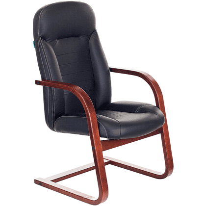 Кресло на полозьях Бюрократ "T-9923WALNUT-AV" натуральная кожа, дерево, черный