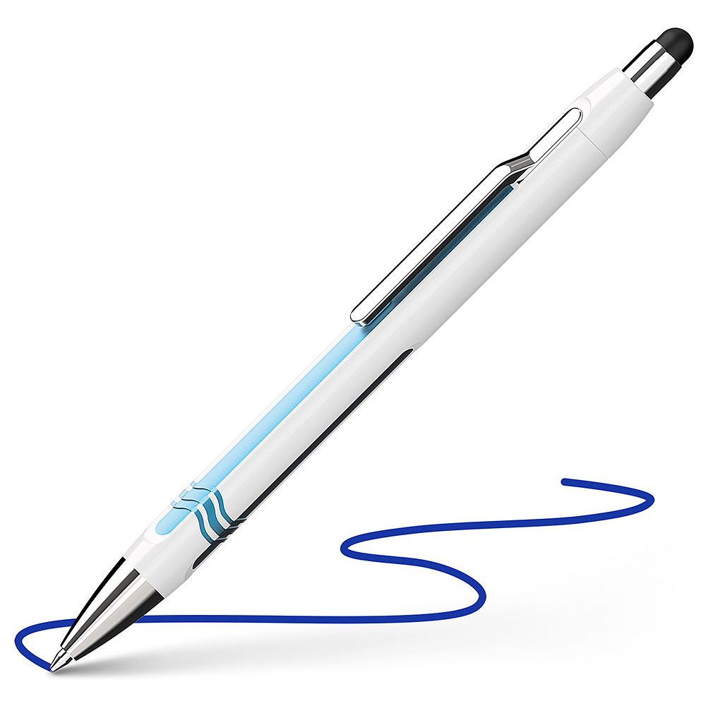 Ручка шариковая автоматическая "Schneider Epsilon Touch", белый, голубой, стерж. синий - 2