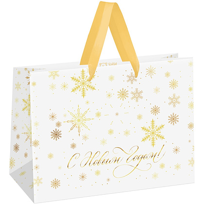 Пакет подарочный "Gold snowflake", ламинированный