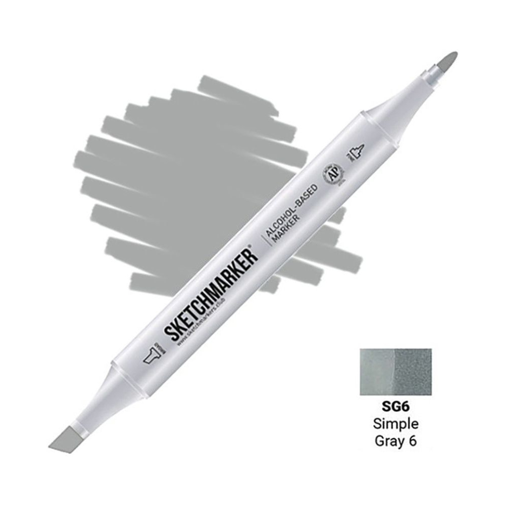 Маркер перманентный двусторонний "Sketchmarker", SG6 серый простой №6