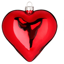 Украшение елочное "Сердце", 8 см, стекло, красный, глянцевый