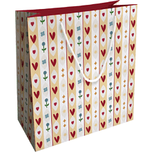 Пакет подарочный "Folk. Сердечки", 32х32х12 см, белый