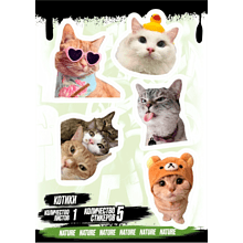 Набор наклеек объемных "Котики", А6, 1 лист, 5 шт