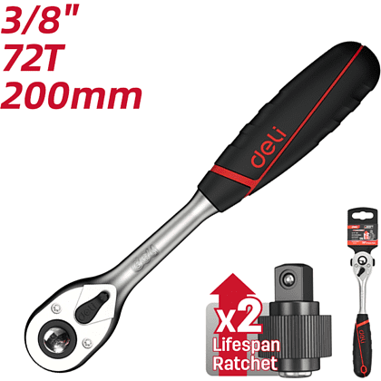 Ключ-трещотка Deli RS EDQ43802, 1/2", 250 мм, 72 зуба - 6