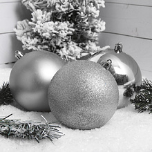 Шар елочный "183253", 10 см, пластик, ассорти, 3 шт/уп.