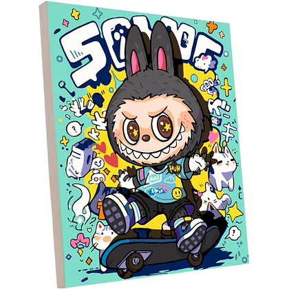 Картина по номерам "Лабубу скейтер бирюзовый"