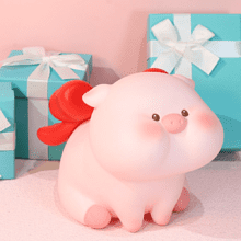 Копилка "Pig red bow", пластик, розовый