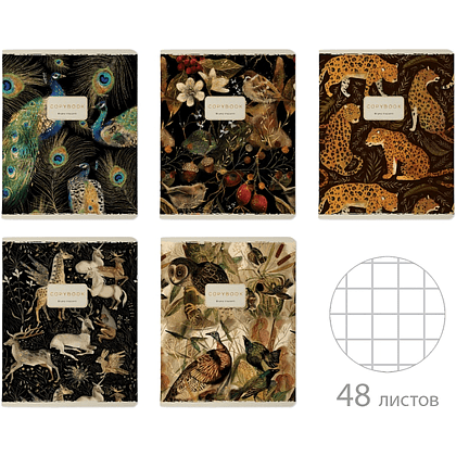 Тетрадь "Fauna. Animals", A5, 48 листов, клетка, ассорти