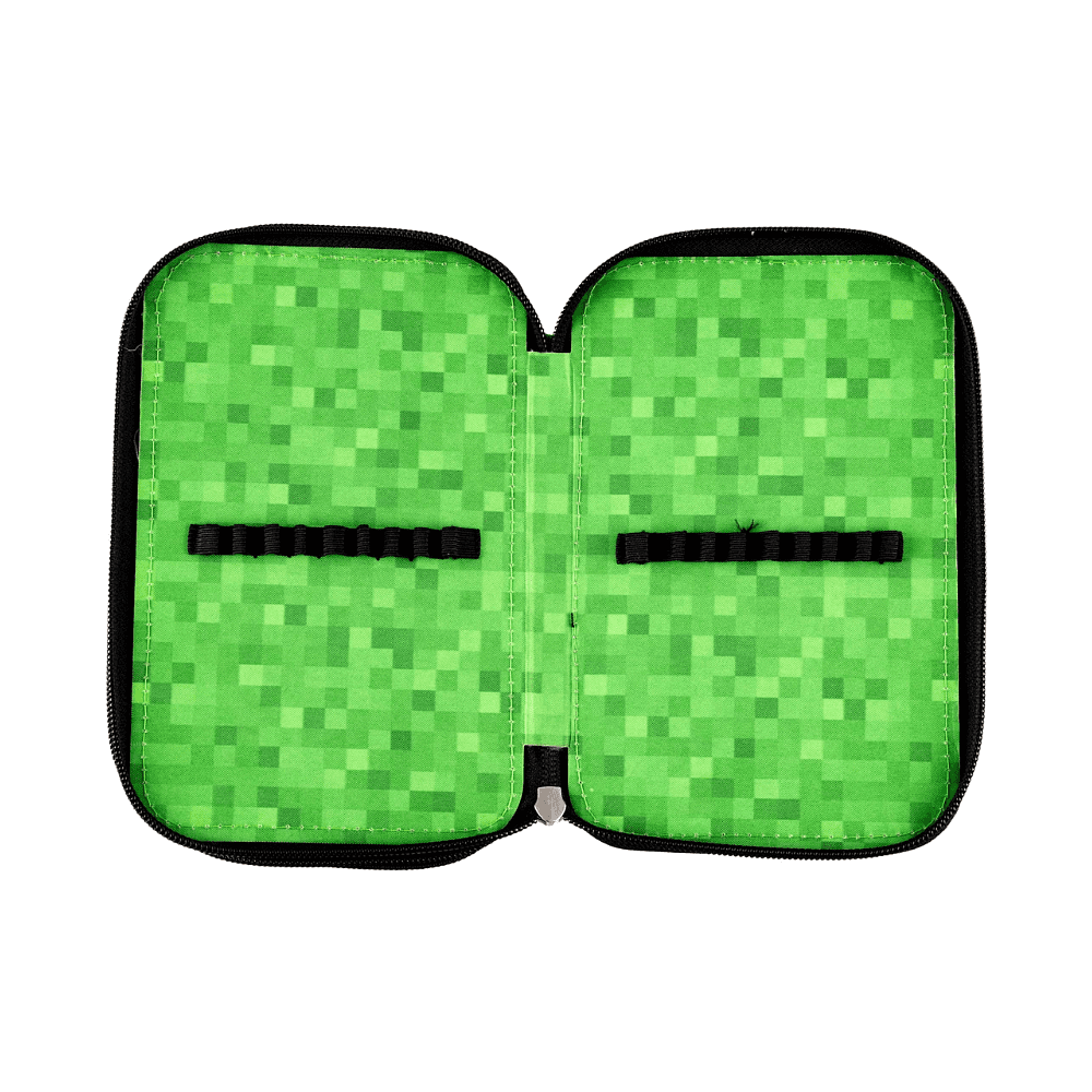 Пенал-книжка "Minecraft", 2 отделения, черный, зеленый - 4
