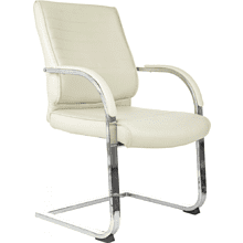 Кресло на полозьях "Бюрократ T-8010-LOW-V", экокожа, слоновая кость, металл хром