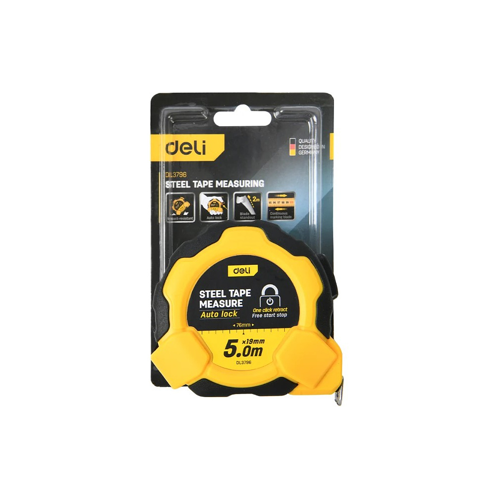 Рулетка Deli YS EDL3798, 5 м х 19 мм, желтый, черный - 10
