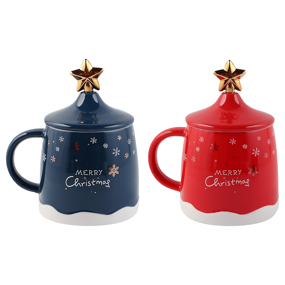 Кружка керамическая "Волшебный вечер", 400 мл, с крышкой и ложкой, ассорти