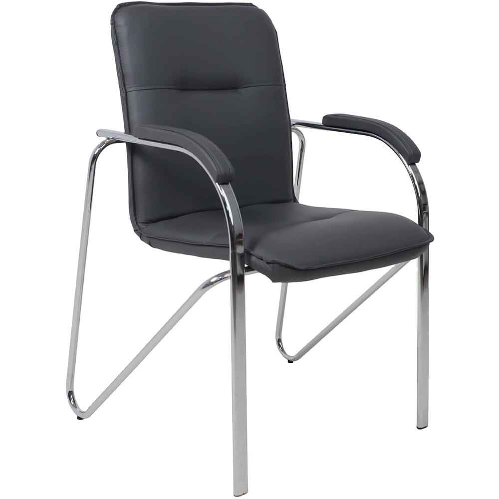 Стул для посетителей Самба экокожа Pegasso Dark Grey, т.-серый, мягк. подлокотники