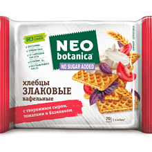Вафельные хлебцы "Neo-botanica NO SUGAR ADDED", с творожным сыром, томатами и базиликом, 75 г