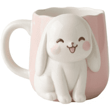 Кружка керамическая "Улыбающийся зайка", 400 мл, розовая