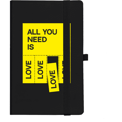 Бизнес-блокнот "All you need is love" на резинке, А5, в линейку, серый