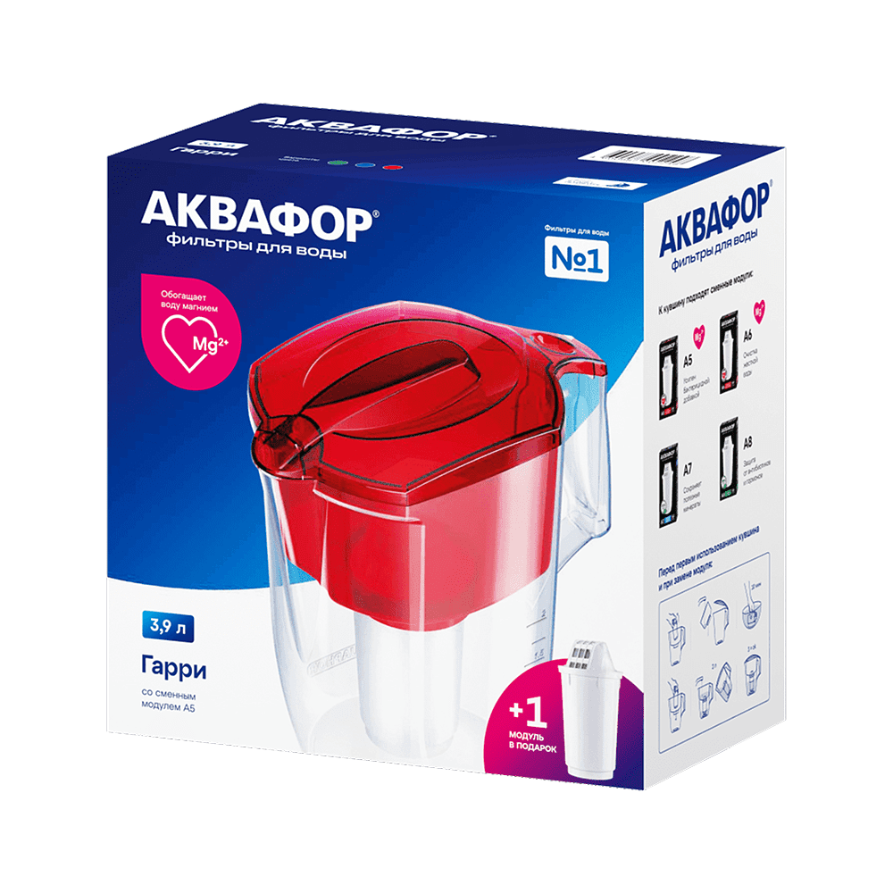 Фильтр-кувшин Аквафор Гарри, с доп. модулем, синий - 4